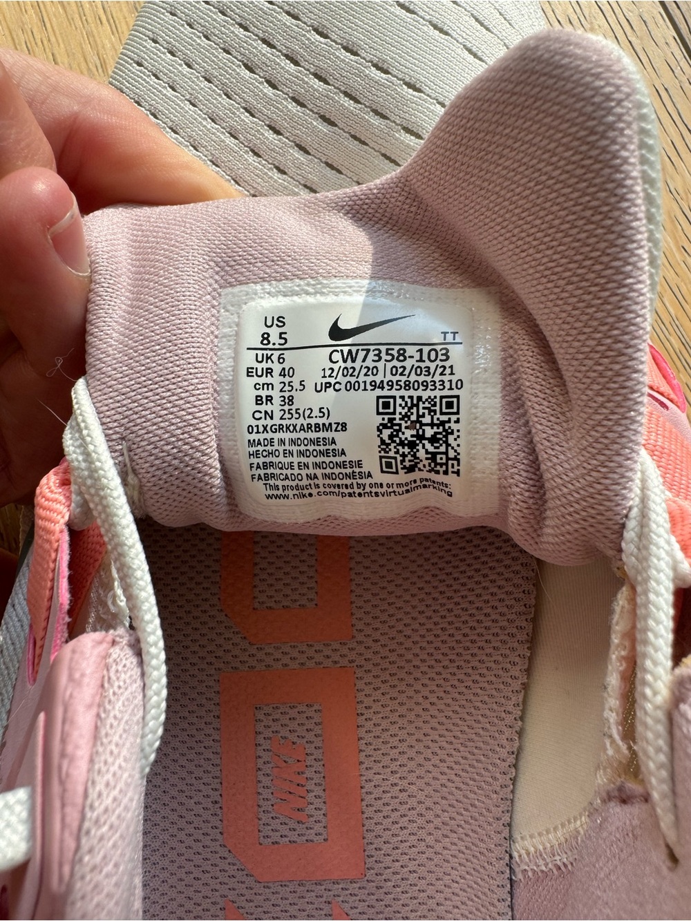 Nike Air zoom Pegasus Women's Light Gray and Pink Running Sneakers - 8.5 - Picture 6 of 6